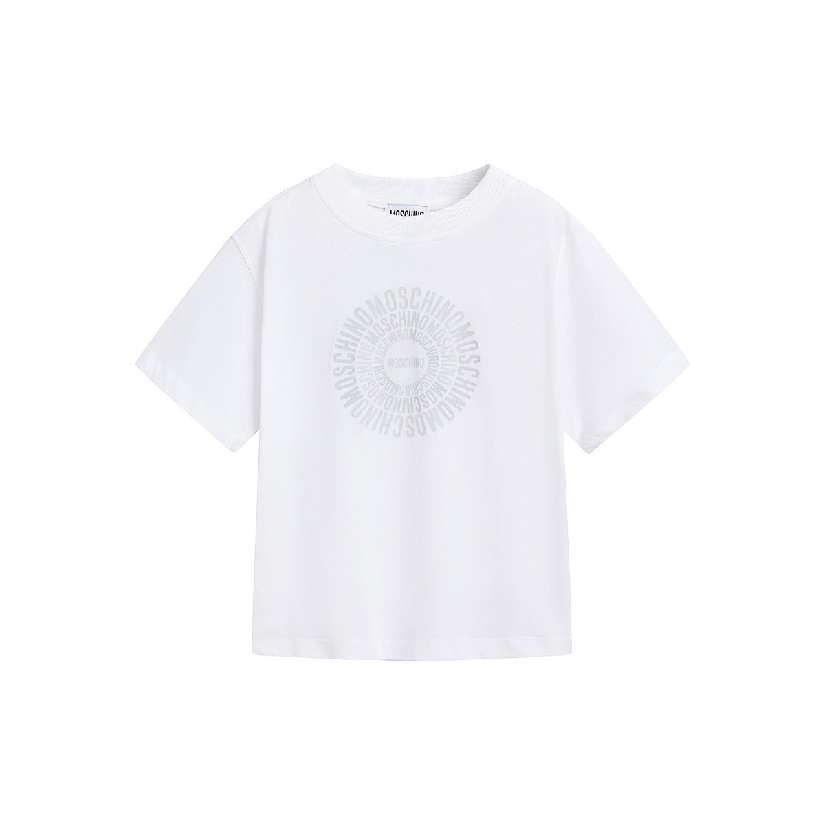 男童白色圆形Logo棉套装