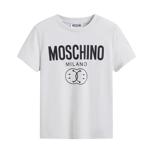 男童浅灰色Logo棉T恤