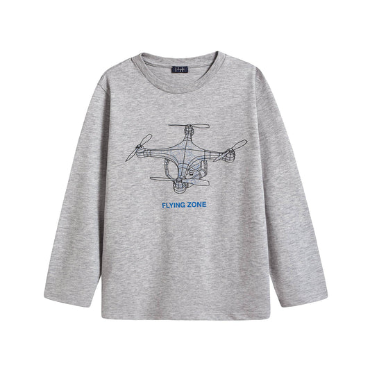 儿童灰色印花棉T恤