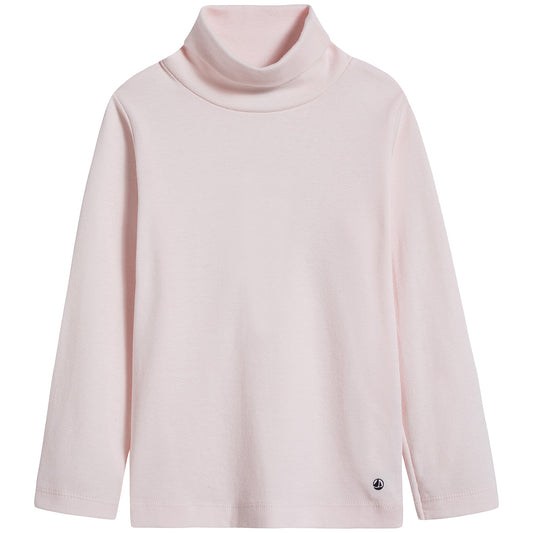 Girls Light Pink Cotton Turtleneck