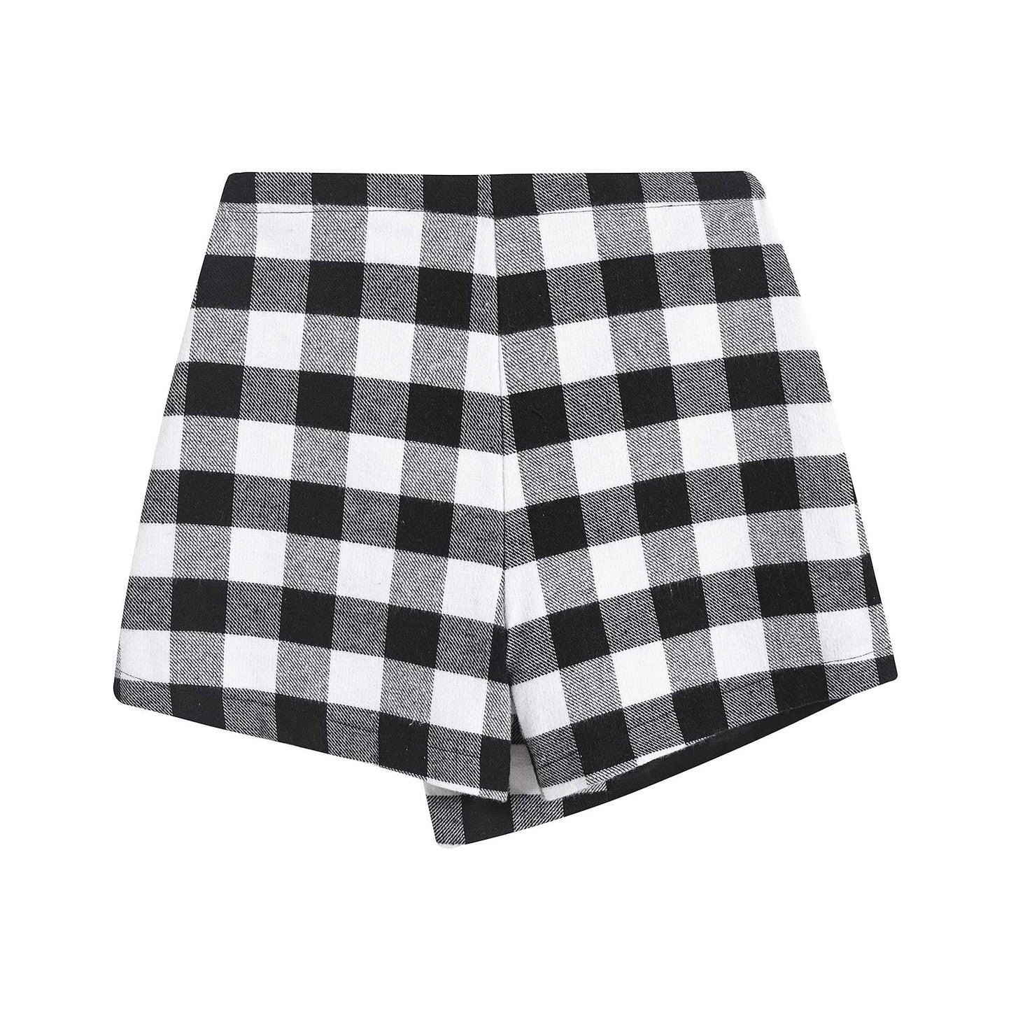 女童黑色格子棉短裙