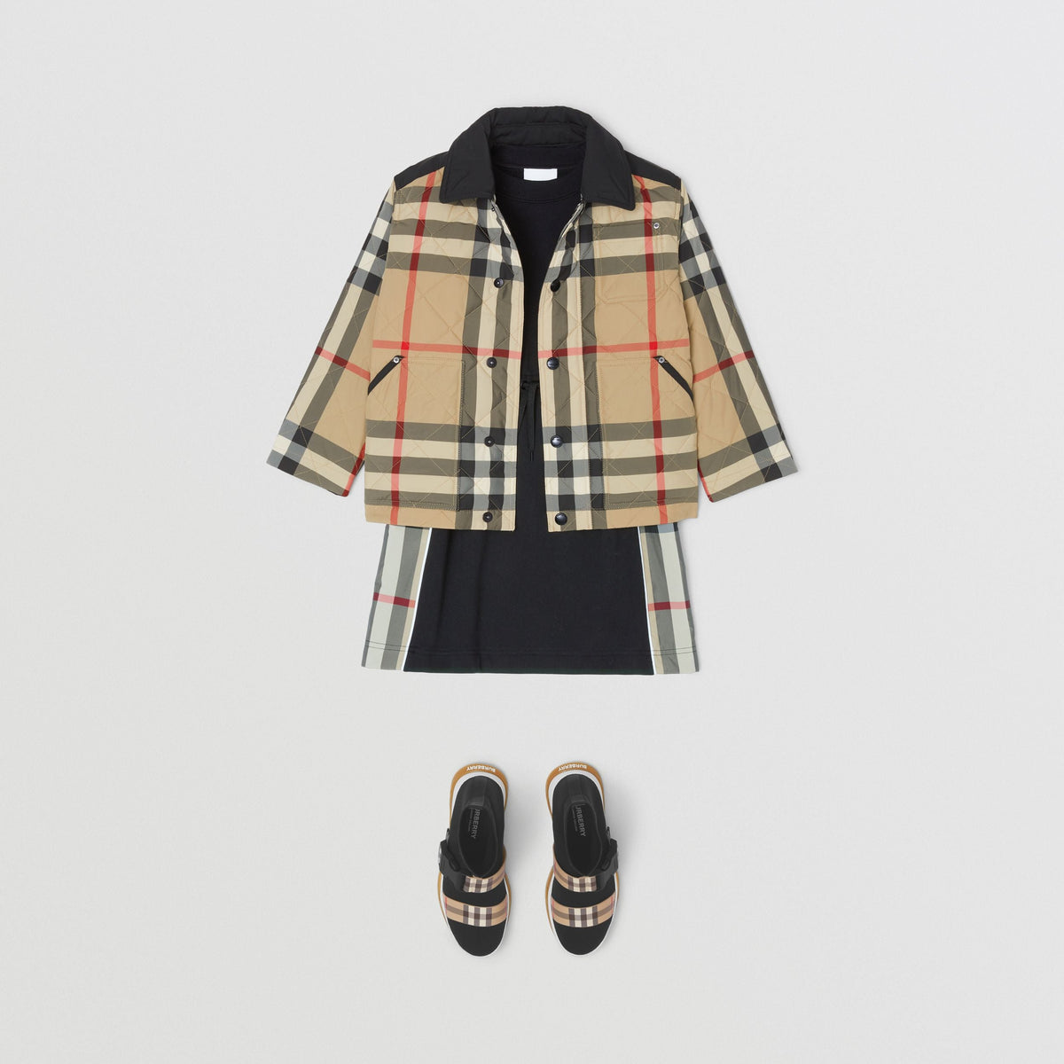 儿童米色格子棉服