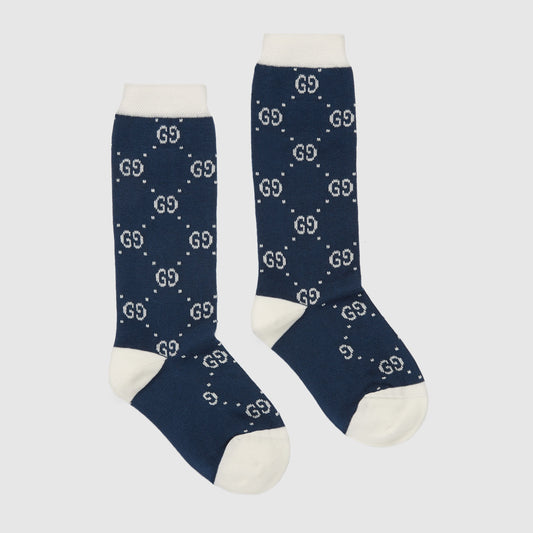 儿童藏青色"GG" Logo棉袜
