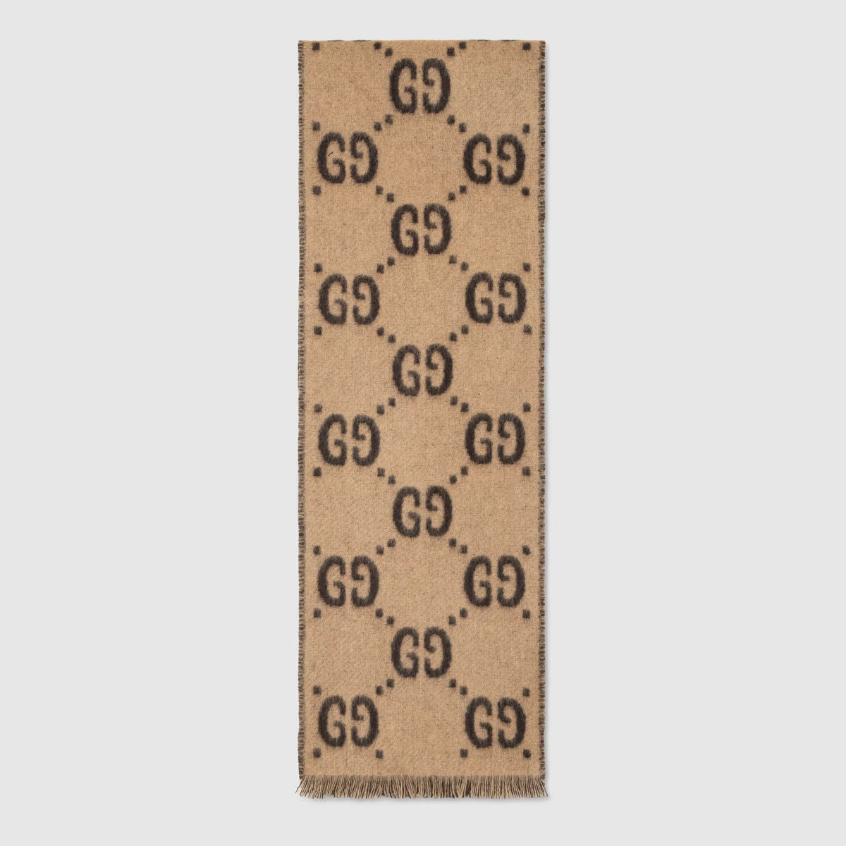 儿童米色"GG" Logo羊毛围巾