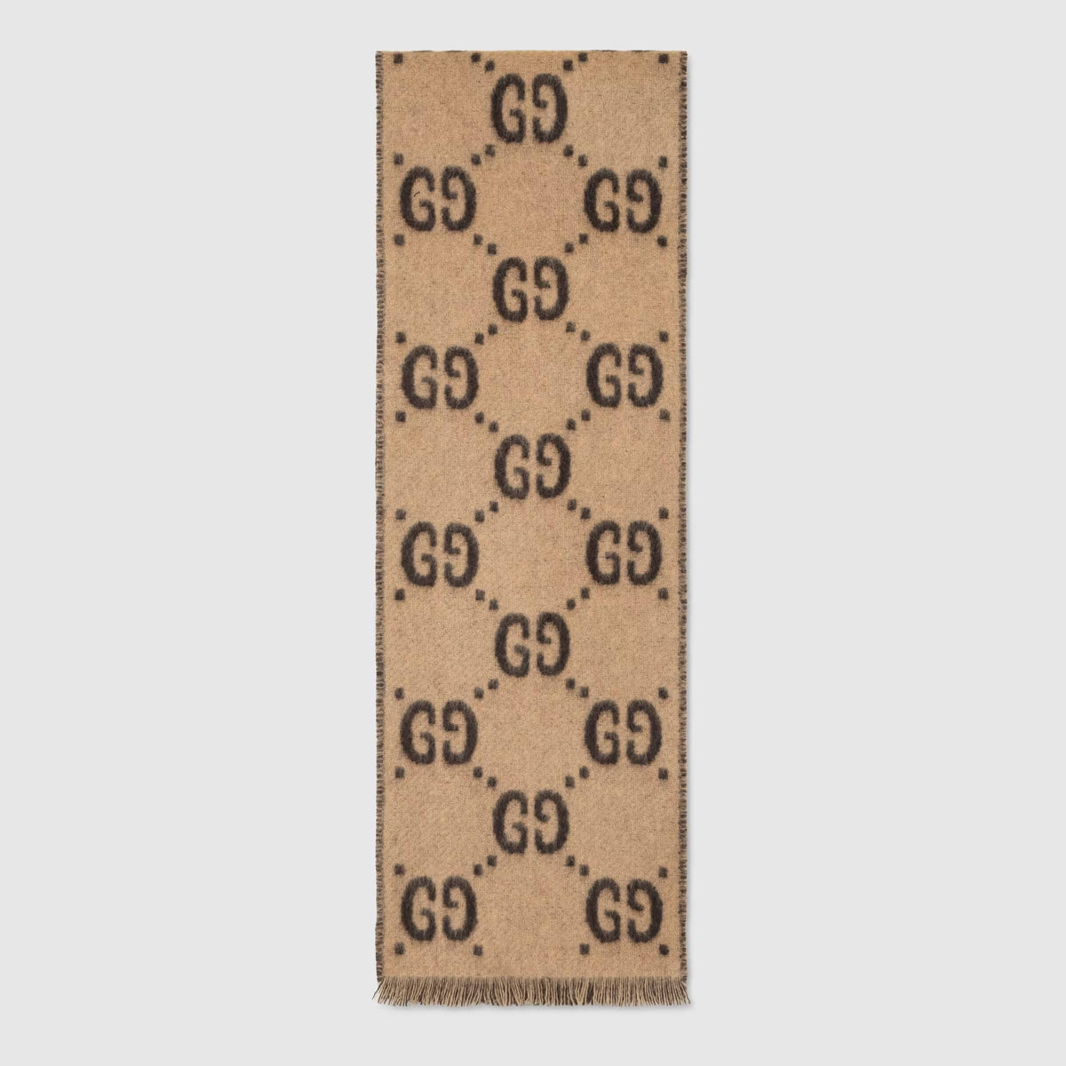 儿童米色"GG" Logo羊毛围巾