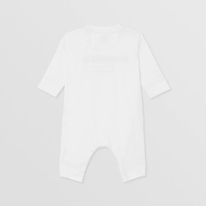 婴儿白色Logo棉连体衣