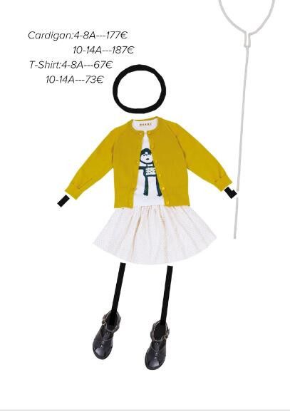 Girls White Cartoon Printed Cotton Jersey T-Shirt