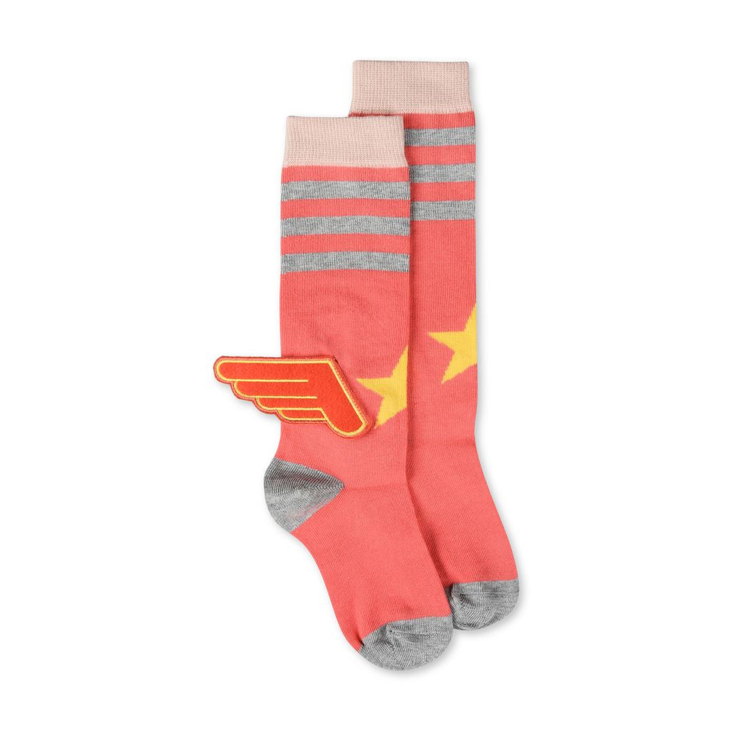 Girls Red Check Wing Trims 'Rudy' Sock