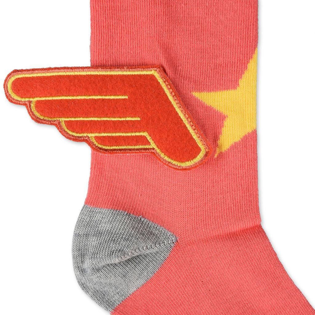 Girls Red Check Wing Trims 'Rudy' Sock