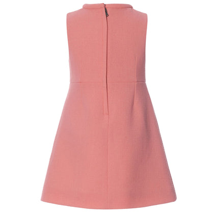 Girls Pink Fancy Printed Slim Wool Dress