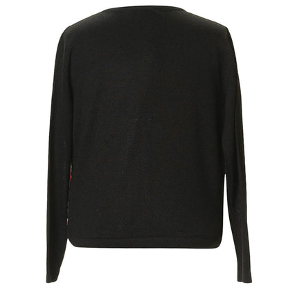 Girls Black Silk Cardigan With Pink Tulip Print