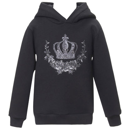 Boys Black Cotton Hooded Sweatshirt