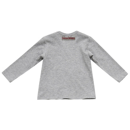 Baby Boys Grey Embroidered Trims Cotton T-Shirt