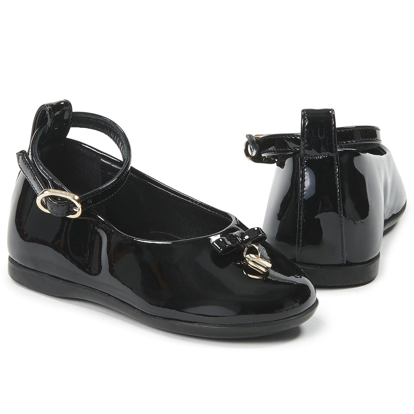 Girls Black Bow Trims Ballet Shoes