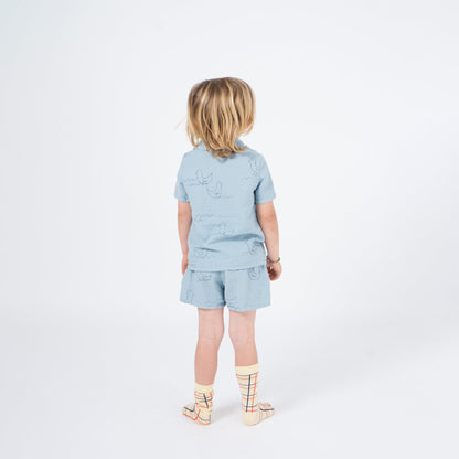 Girls Yellow Check Cotton Lines Long Socks