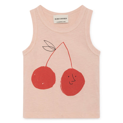 Baby Rose Dust Cotton Cherry Linen Tank Top