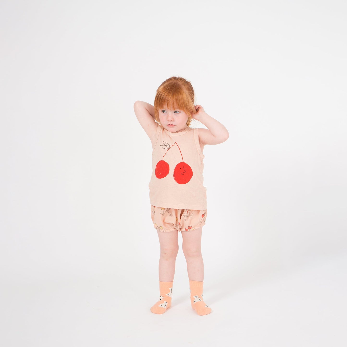 Baby Rose Dust Cotton Cherry Linen Tank Top