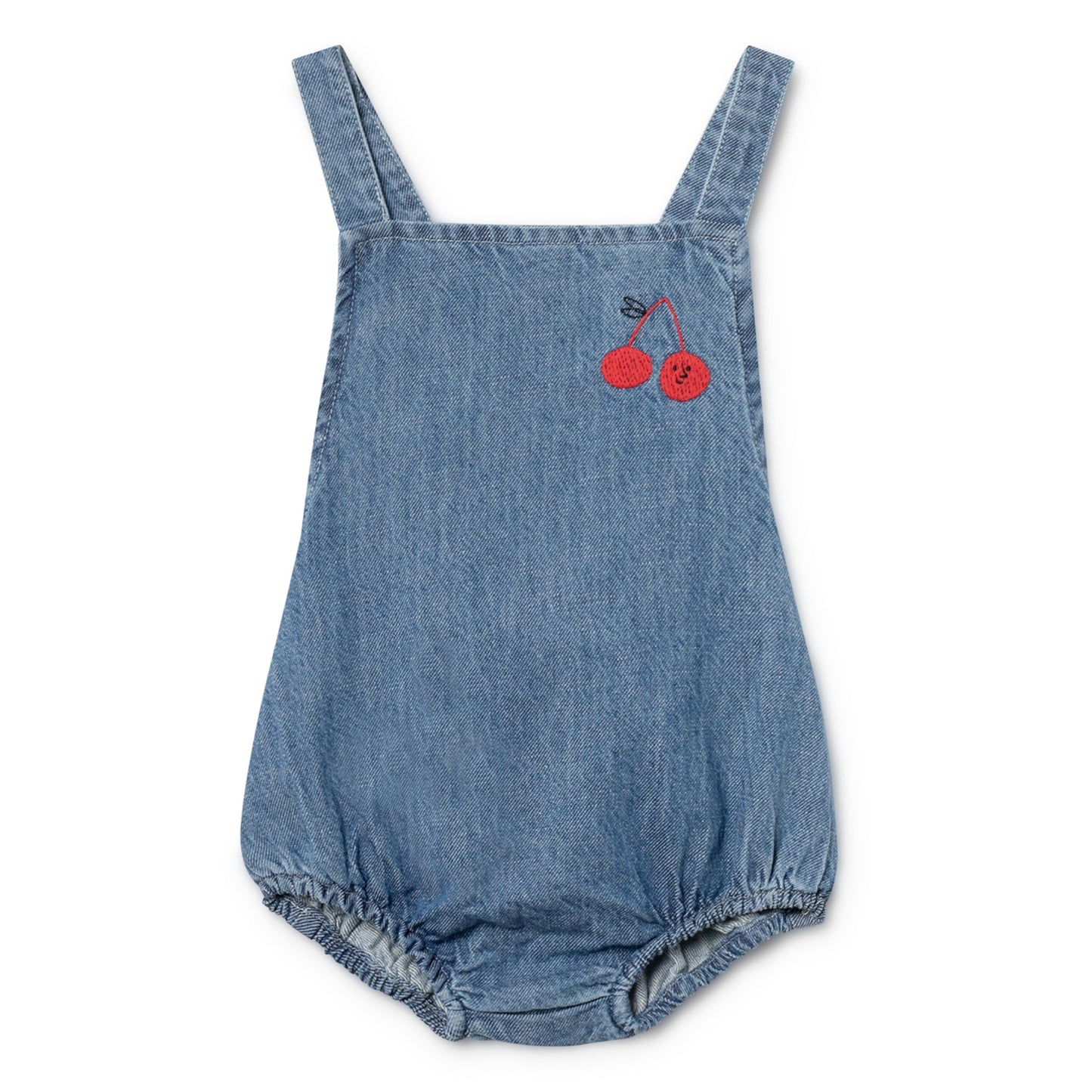 Baby Ashley Blue Cotton Cherry Romper