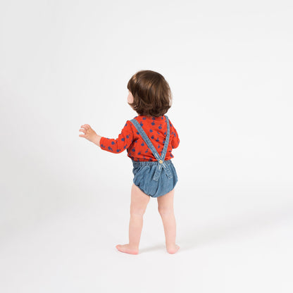 Baby Ashley Blue Cotton Cherry Romper