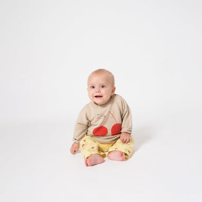 Baby Feather Gray Orange Cotton Cherry Round Neck Sweatshirt