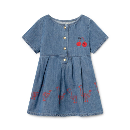 Baby Ashley Blue Cotton Geese Princess Dress