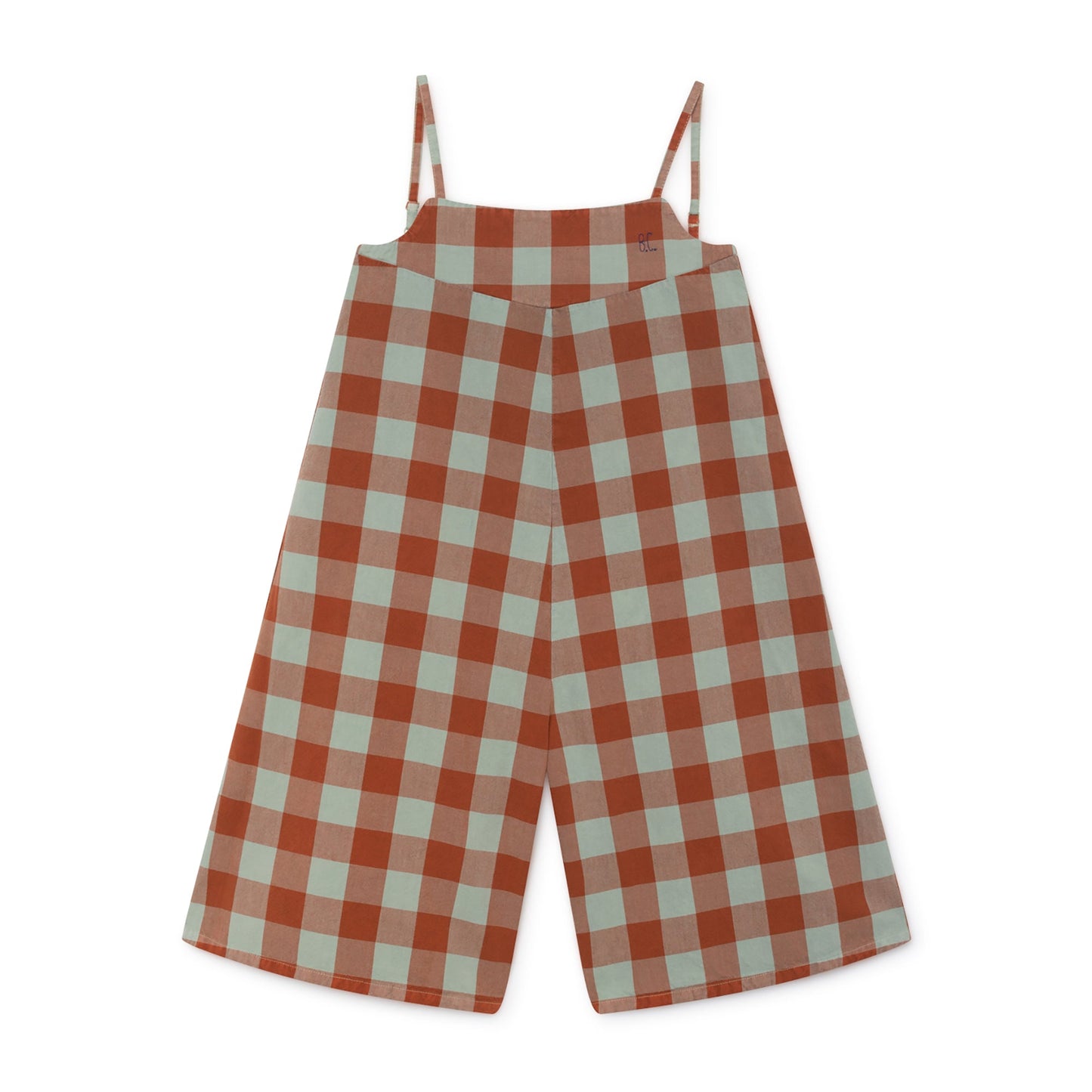 Girls Red Clay Cotton Vichy Straps Playsuit