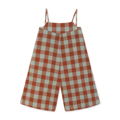 Girls Red Clay Cotton Vichy Straps Playsuit