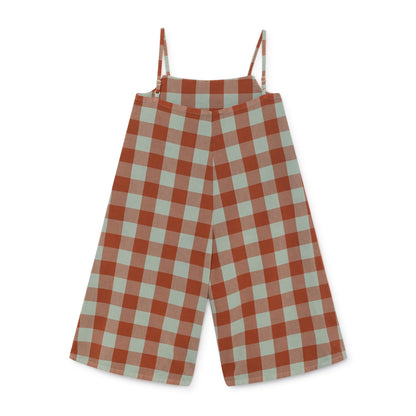 Girls Red Clay Cotton Vichy Straps Playsuit