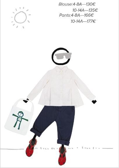Girls Milk White Cotton Frilly Hem Blouse