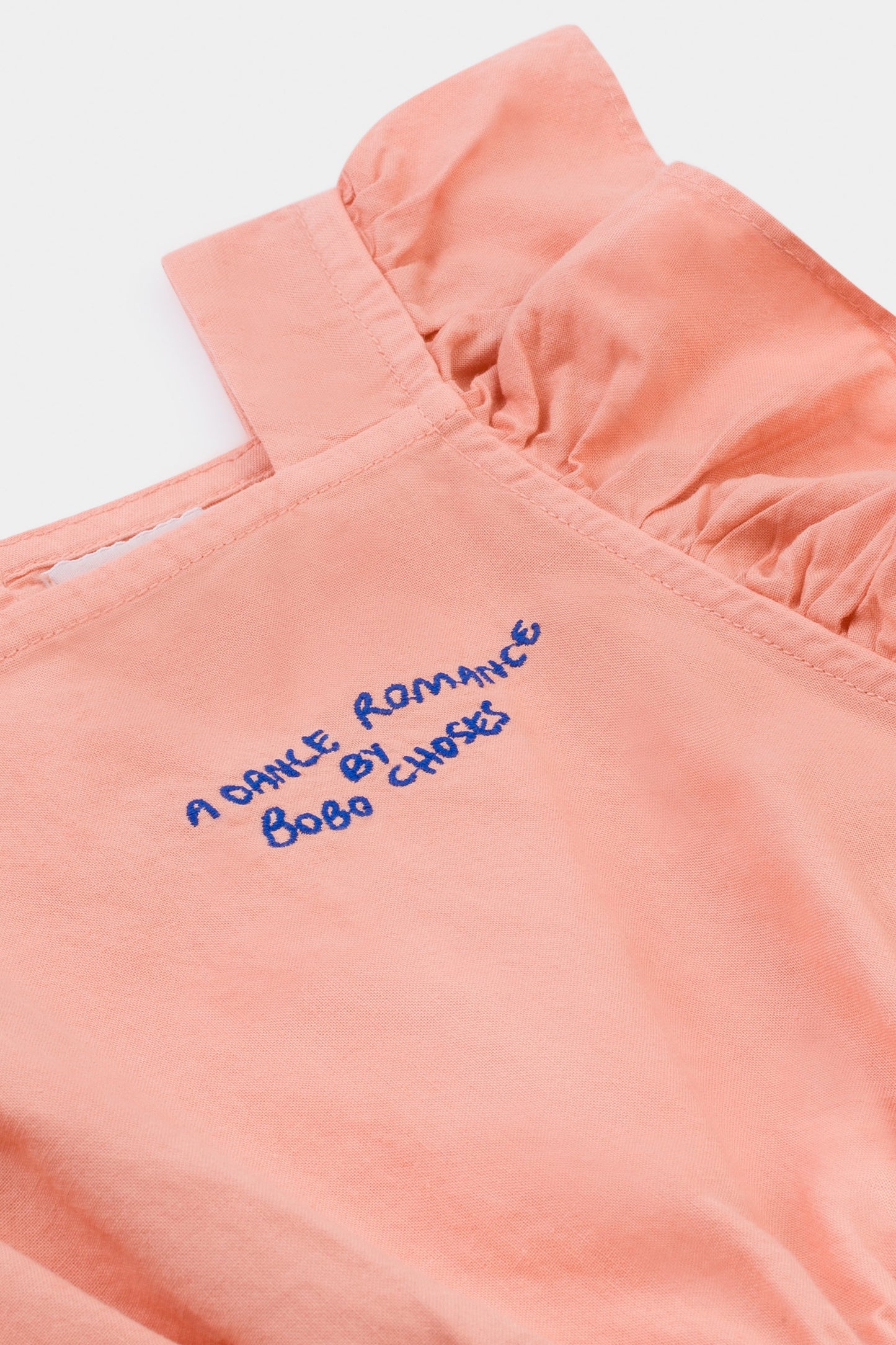 女童粉色荷叶边棉连衣裙