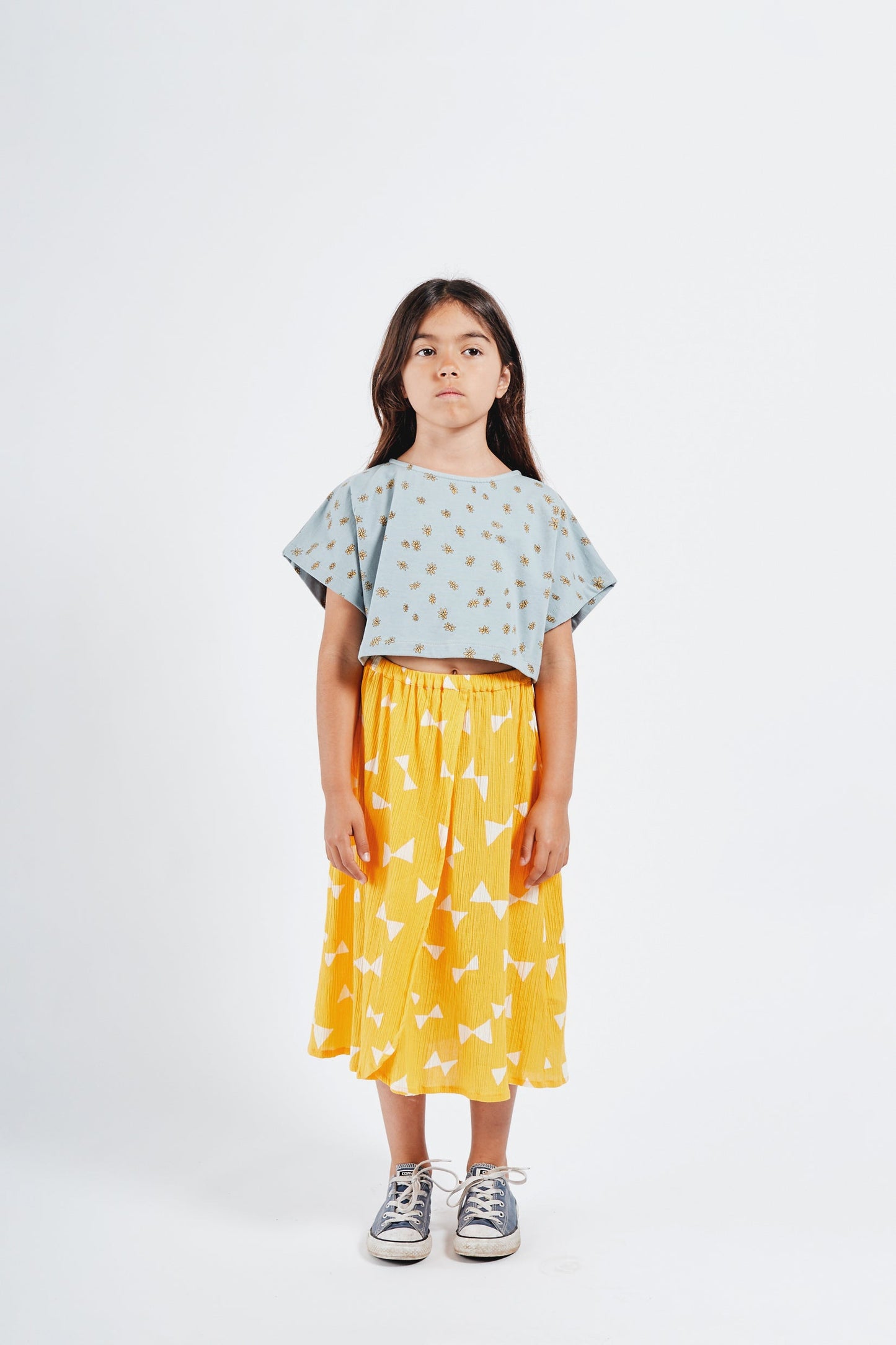 女童黄色蝴蝶结棉短裙