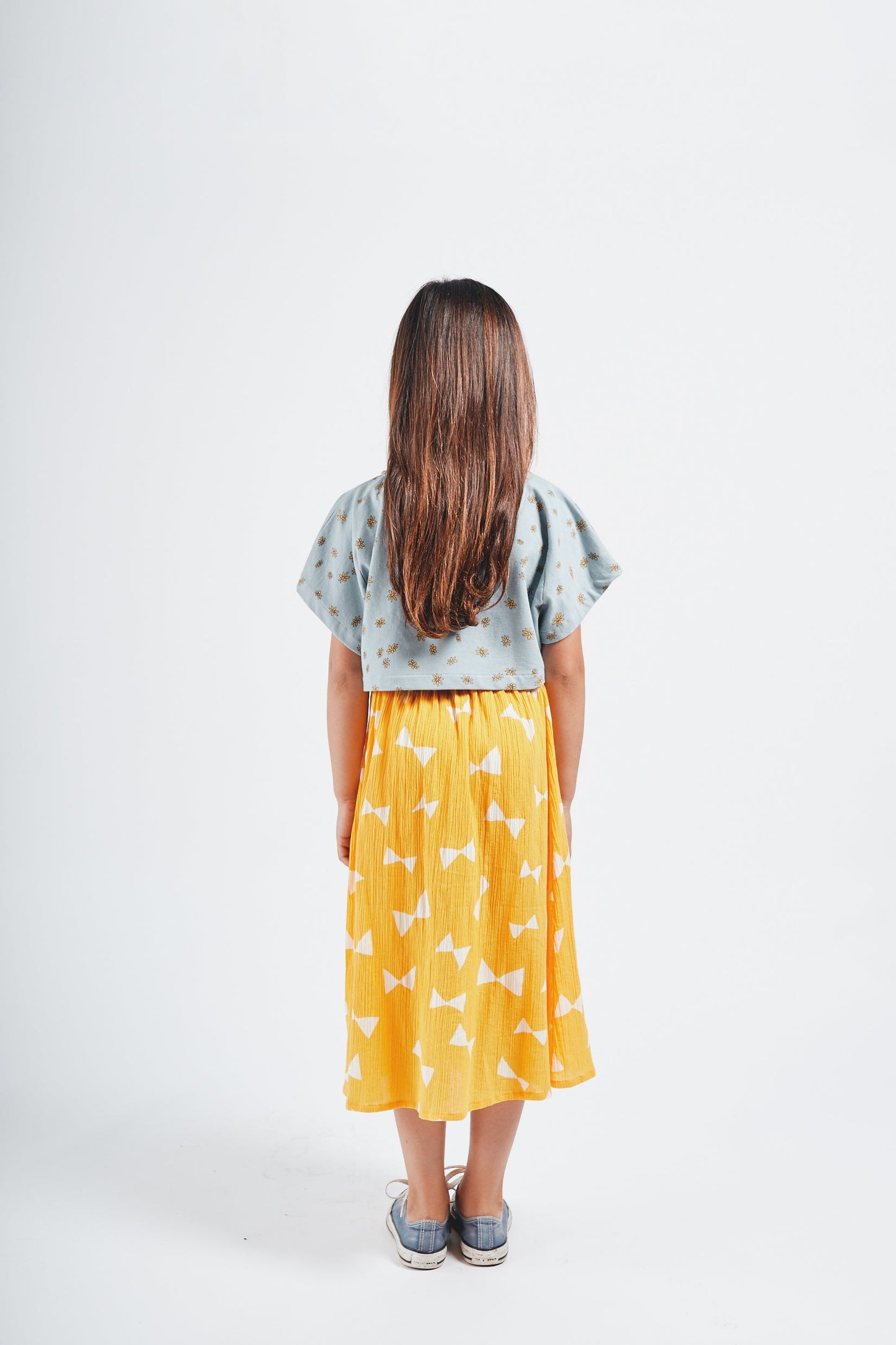 女童黄色蝴蝶结棉短裙