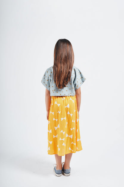 女童黄色蝴蝶结棉短裙