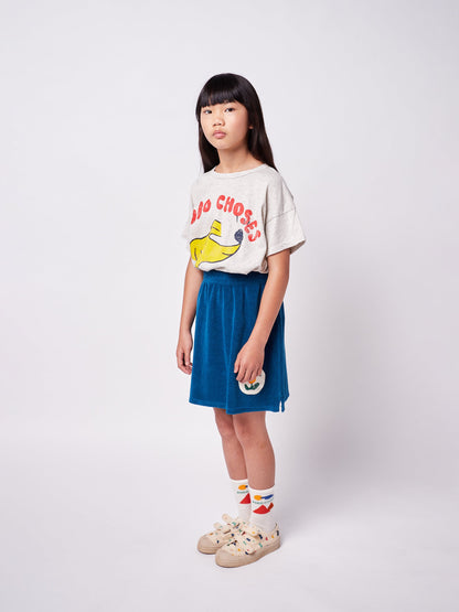 女童蓝色花朵棉短裙