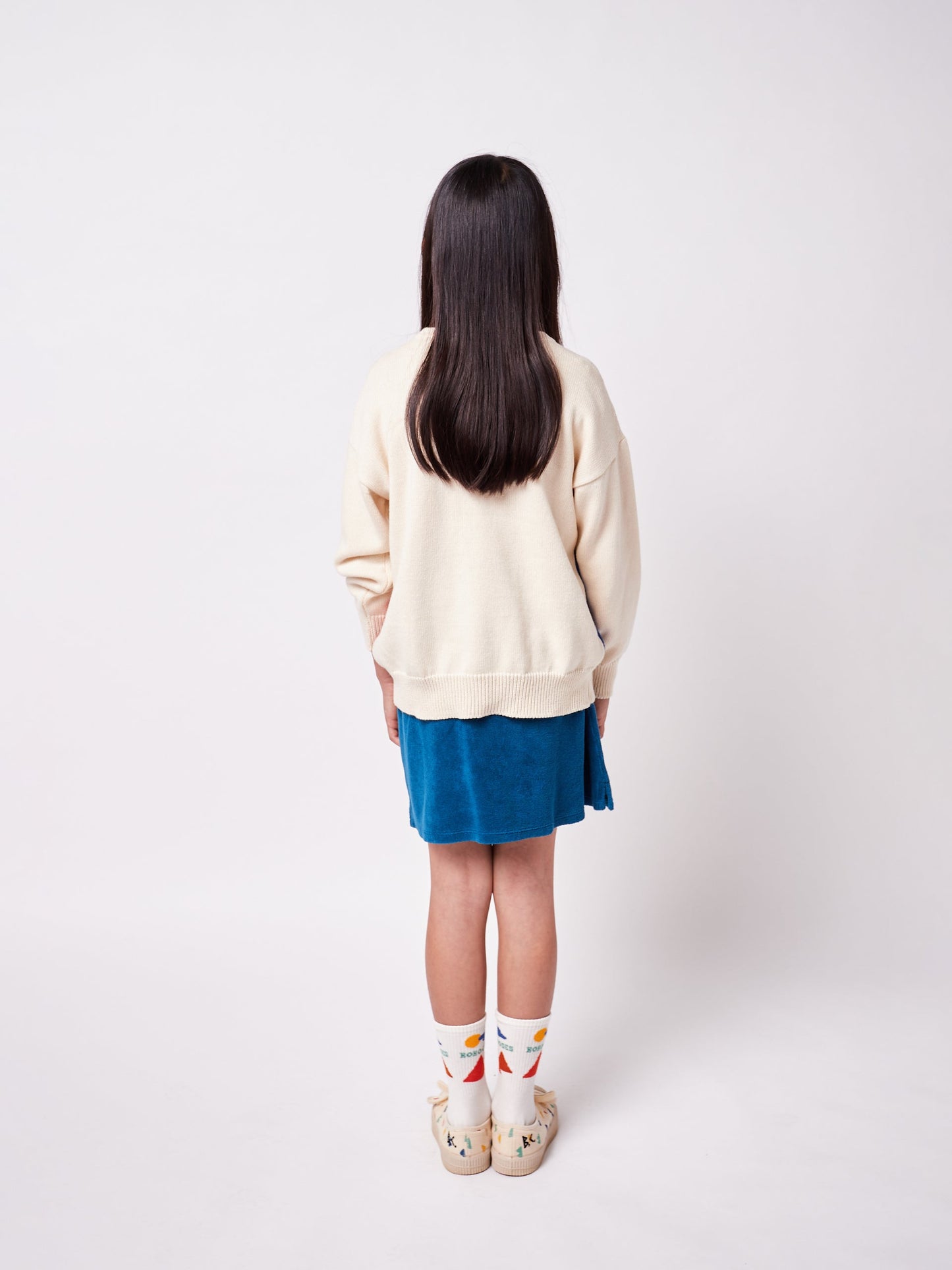 女童蓝色花朵棉短裙
