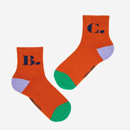 儿童棕色Logo棉袜