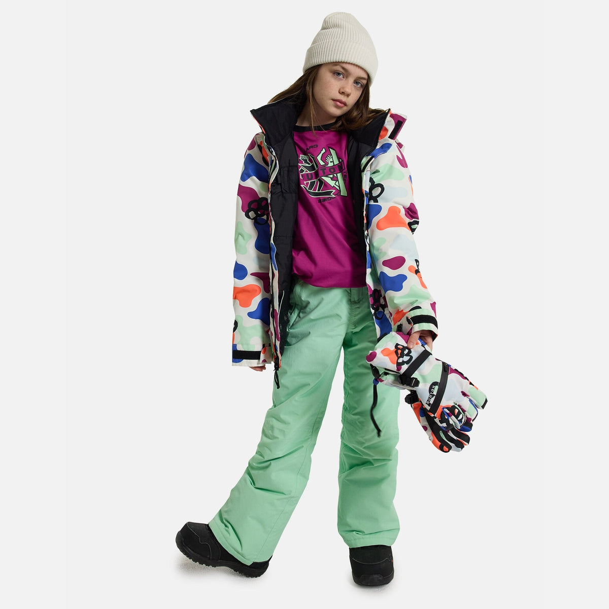 女童彩色滑雪服