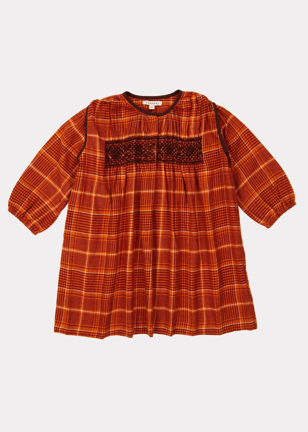 Girls Orange Check Dove Dress