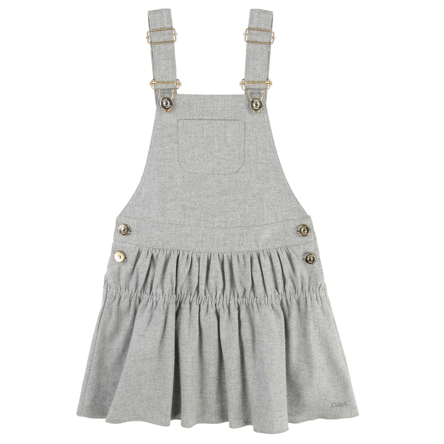 Girls Grey Cotton Strap Frilled Dress