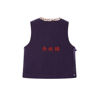 女童紫色"棒棒糖"夹棉马甲