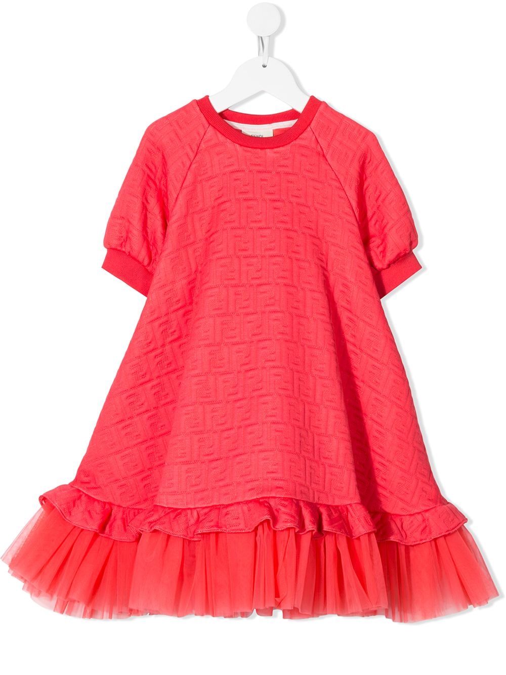 Girls Coral Pink Logo Dress