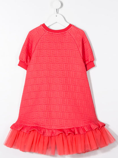 Girls Coral Pink Logo Dress