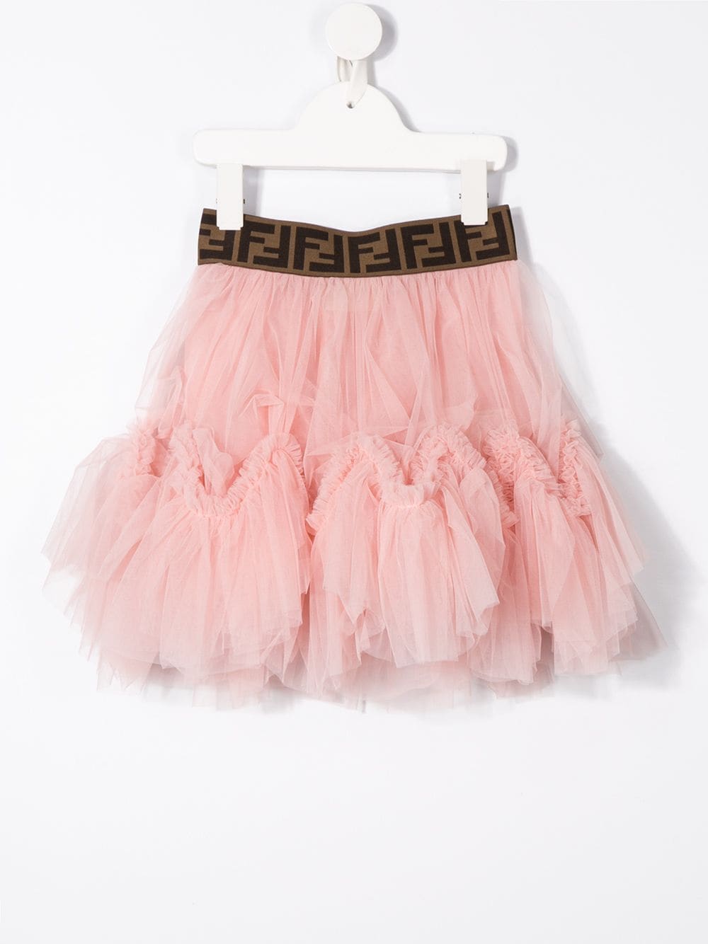 Girls Pink Tulle Skirt With FF Waistband