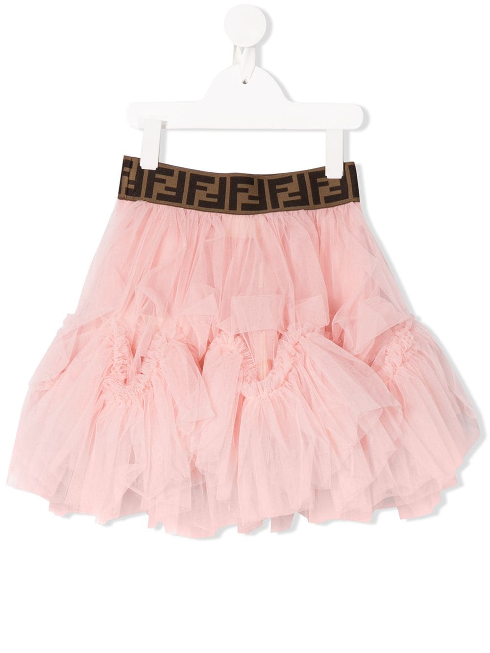 Girls Pink Tulle Skirt With FF Waistband