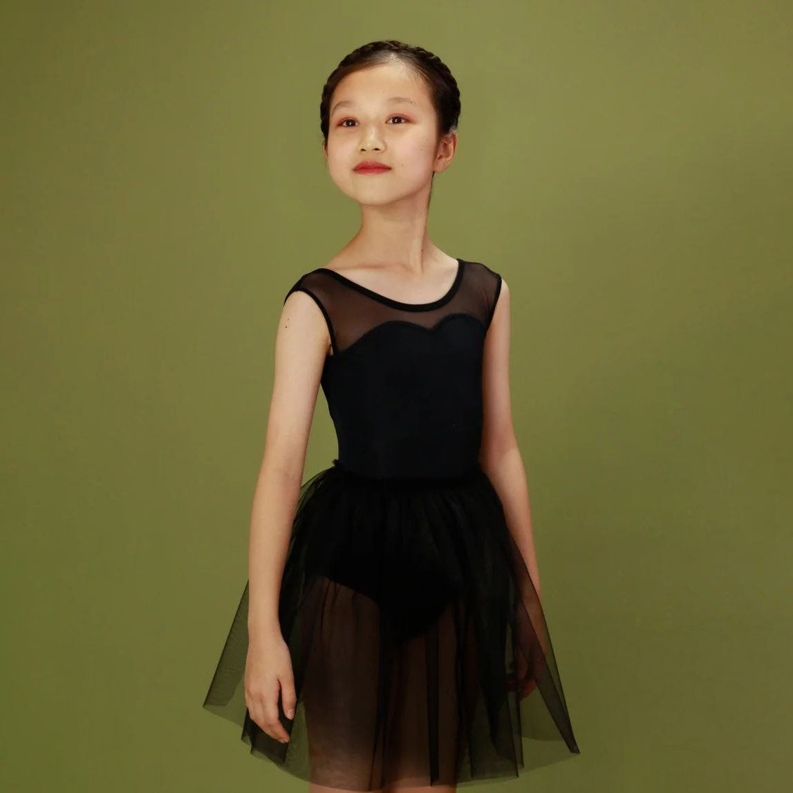 女童黑色"Black/Plie/Black"芭蕾舞高叉连体衣
