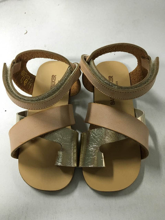 女童米色&金色凉鞋