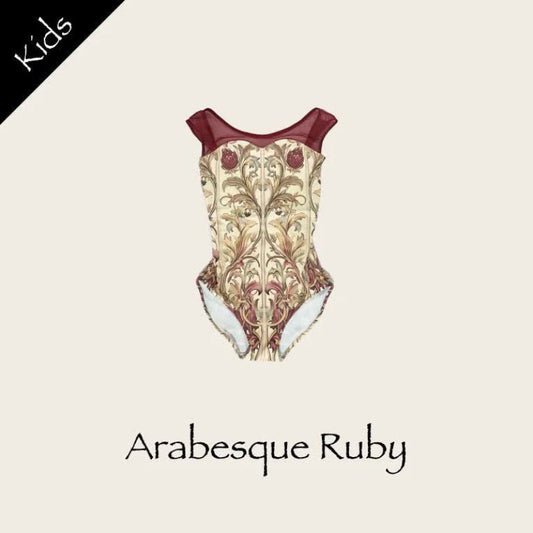 女童红色"Arabesque Ruby"芭蕾舞连体衣(高叉)