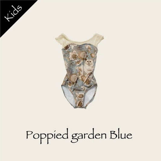 女童米色"Poppied garden Blue"芭蕾舞连体衣(178995685HL/Plie/Milky beige)