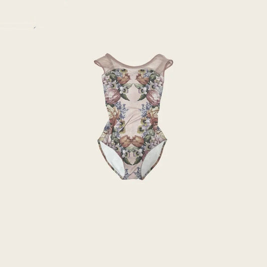女童暗粉色"Flower gate skin pink"芭蕾舞连体衣