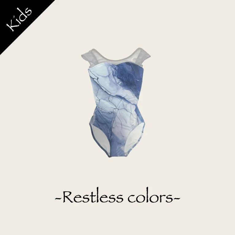 女童蓝色"Restless colors/Plie/Moss blue"芭蕾舞高叉连体衣